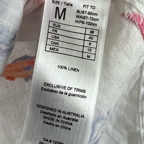 Seafolly White Under The Sea Beach 100% Linen Shirt and Shorts Set Medium - Picture 13 of 16